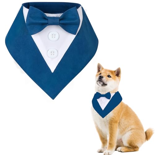 Lollanda Hundehalstuch, Halstuch Hund, Hund Hochzeit Party Hundehalstuch, Hunde-Smoking-Bandana für Hochzeit Geburtstag Kostüme ((Blau) von Lollanda