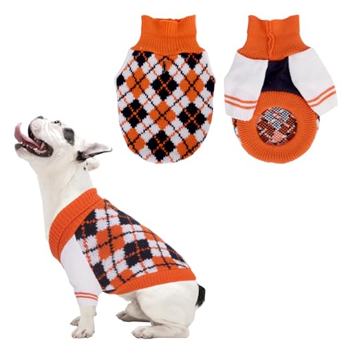 Lollanda Winter Warmer Hundepullover Katzenpullover, Hunde Sweatshirt Haustier Pullover für Katzen Hunde, Haustier Weiche Warme Rollkragen Strickpullover für Kleine Mittelgroße Hunde Katzen, Orange L von Lollanda