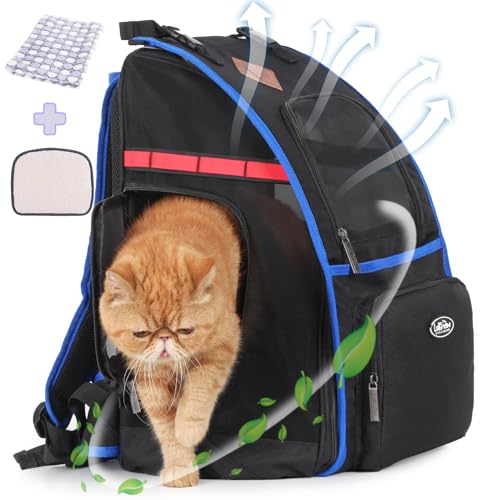 Lollimeow Haustier-Rucksack für Katzen und Welpen – belüfteter Outdoor-Katzenrucksack aus Segeltuch mit großem Platz, von Fluggesellschaften zugelassen! von Lollimeow