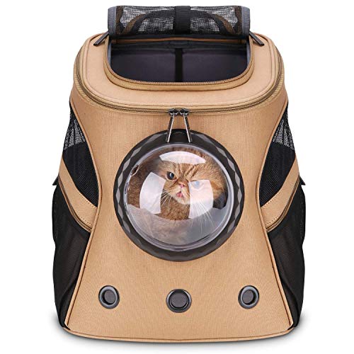 Lollimeow Katzenrucksack Großer HaustierRucksack - Fluggesellschaft zugelassen für Katzen & Hunde. Hunderucksack für fette Katzen und Welpen (große,Khaki) von Lollimeow