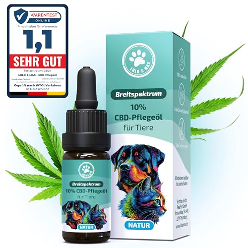 Lolo & Max - 10% CBD ÖL für Hunde & Katzen, Natur, 2 weitere Varianten verfügbar, Premium Hanföl für Tiere, Keine Terpene, Ohne THC, CBD Tropfen Made In Germany von Lolo & Max