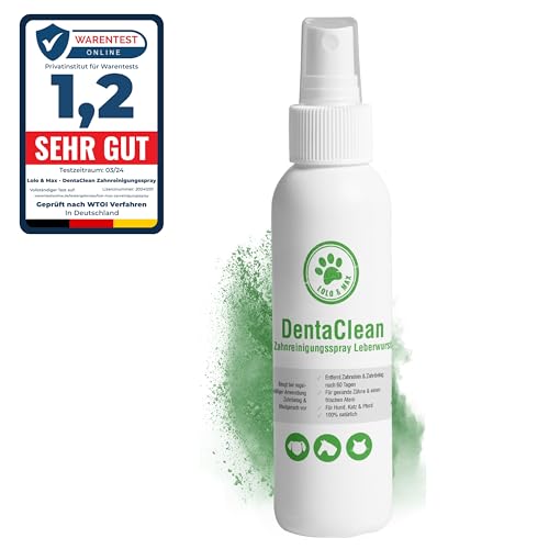 Lolo & Max DentaClean Zahnreinigungsspray Leberwurst – für Tiere Leberwurstgeschmack - 130ml - Zahnpflege und Dentalspray für Hunde & Katzen - Zahnsteinentferner - 100% natürlich von Lolo & Max