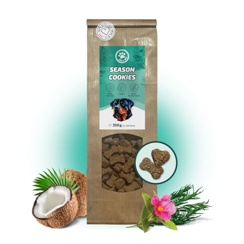 Lolo & Max I Season Cookies – 350g Leckerlis für Hunde, mit Schwarzkümmel, Kokosflocken, Zistrose - gesunde Belohnung, Snack - hypoallergen & vegan von Lolo & Max