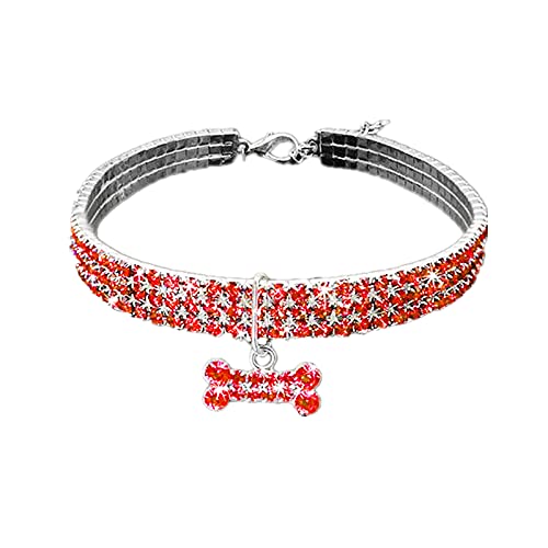 Trendige Halsketten für Damen, Mini-Halsband, Strass, niedlich, mit Initiale A (rot, S) von Lomhmn