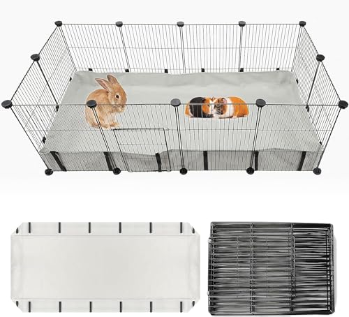 Lonepetu C&C Käfig für Meerschweinchen, quadratisch, mit Planenboden, 8 Stück, mit PVC-Auskleidung, Laufstall und Käfigeinlagen für Kaninchen, Meerschweinchen, Kaninchen, Frettchen, Igel, 12 Paneele, von Lonepetu