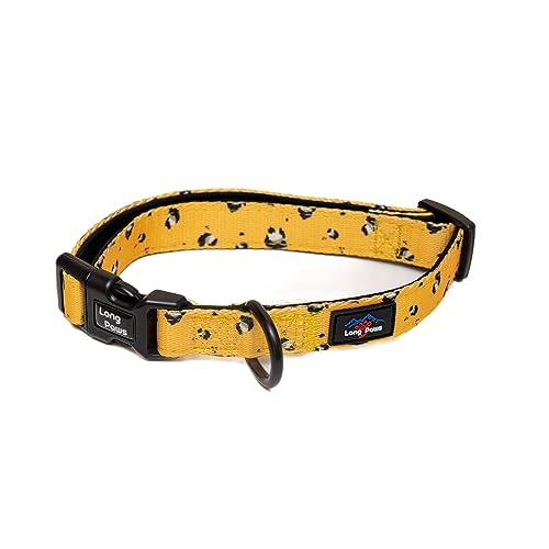 Long Paws Reflektierendes Gepolstertes Hundehalsband Bequeme hohe Sichtbarkeit Haustier Hundehalsband mit verstellbarer Sicherheitsschnalle für Hunde in mehreren Farben Designs(M-Medium, Senf Panda) von Long Paws