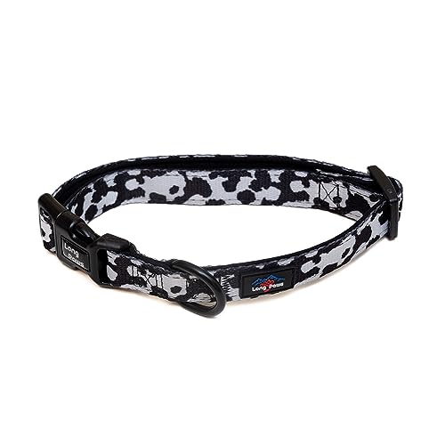 Long Paws Reflektierendes gepolstertes Hundehalsband, bequem, hohe Sichtbarkeit, Haustier-Hundehalsband mit verstellbarer Sicherheitsschnalle, für Hunde in mehreren Farbdesigns (M - Medium, Kuh) von Long Paws