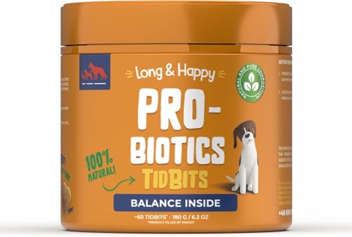 Long & Happy Probiotic - Probiotika Hund - Hundeleckerli Getreidefrei zur Unterstützung des Verdauungssystems, mit Zichorieninulin und Enterococcus Faecium Probiotika 180g, 60 Stück von Long & Happy