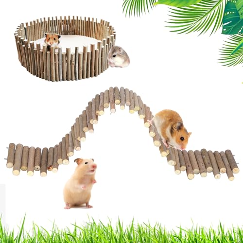 Longzhuo Hamster-Holzzaun, Hamsterspielzeug, Rattenleiter, Brücke, Hamster-Kauspielzeug, Spielzeug-Holzleiter, natürliches Versteck mit Rollenzähnen, Backenzähne, Übung für Maulwurf, Hütte, Kleintiere von Longzhuo