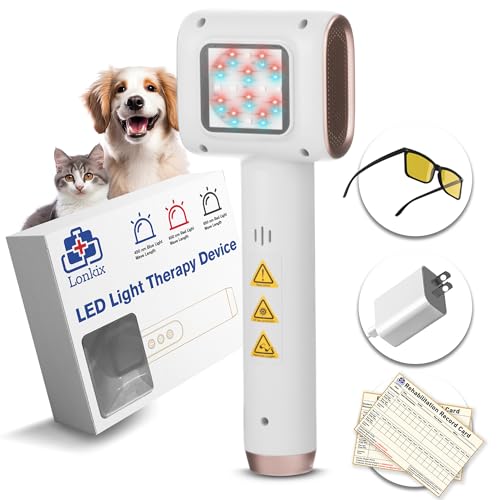 Rotlichttherapie für Hunde – 6 Stück 850 nm & 10 Stück 630 nm Infrarot-rote Lichter – 10 Stück 630 nm blaue Lichter – Schmerzlinderung, Muskel- und Gelenkschmerzen, reduziert Entzündungen, Weiß von Lonkix