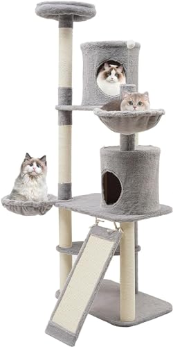 25kg Kratzbaum Katze Katzenturm für Hauskatzen Katzenkratzbaum，Klein Katzenklettergerüst Katzenhaus Indoor Kletterbaum， Katze Katzenmöbel mit Weiches Kissen von Loohacp