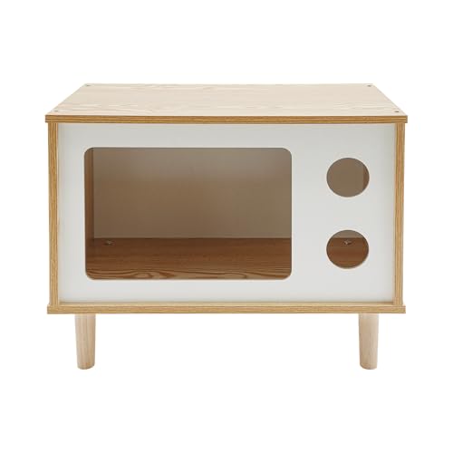 Katzenhaus,Katzenbett Indoor,Tv-FöRmiger Katzenunterstand,50x29x40 cm,Katzentoilette Mit Eingang & Handtuchhalterung,Multifunktional Als Nachttisch Und Katzenunterstand,FüR InnenräUme (Hölzern, L) von Loohacp