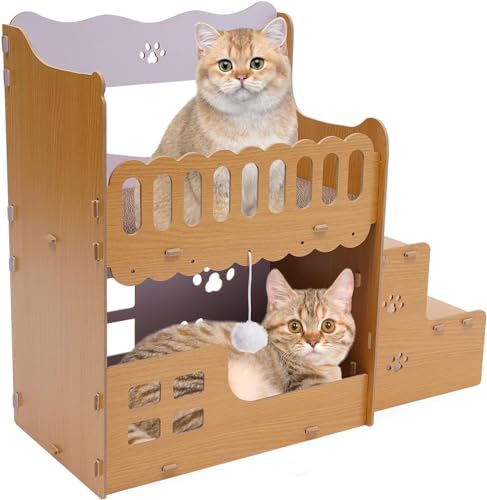 Katzenkratzbrett Kleine Dachbodenform Katzenkratzmatte Katzenhaus mit Kratzbrett，Kratzmöbel Pappe Katzenkratzbrett mit Katzenminze Kratzbretter von Loohacp