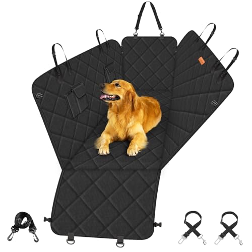 Looxmeer Hundedecke Auto Rückbank, Rücksitz Schhutz Hund Wasserdicht Kratzfest Rücksitz mit Seitenschutz und Sicherheitsgurte, Autodecke Hunde Hundematte, 137 x 147 cm von Looxmeer