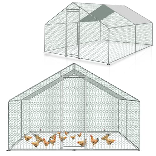 Lospitch Hühnerstall 3x3x2m, Freilaufgehege XL mit Schloss, Außengehege Verzinkter Stahl Kleintierstall Kleintiergehege Outdoor Geflügelstall, für Hühnerkäfig Vogelkäfig Kleintiere Haustierkäfig von Lospitch