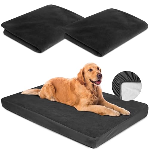 Ersatz-Hundebettbezüge, waschbar, 100 % wasserdicht, weich, Schwarz, 2 Stück, 106,7 x 71,1 cm L von LotuFlor