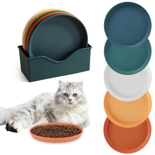 Lotvic Flache Katzennäpfe, flach, Schnurrhaar, ermüdungsfrei, Katzenschüssel für Futter und Wasser, Katzennassfutter, flache Katzenteller für Kätzchen und kurzbeinige Katzen, 12 Stück von Lotvic