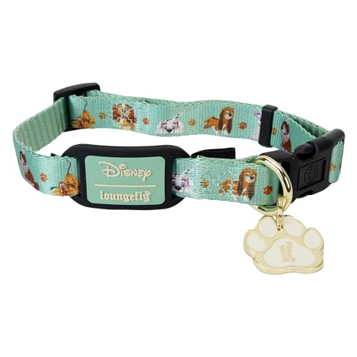 Loungefly Pets I Heart Disney Dogs Hundehalsband, Allover-Druck, Größe L, Grün von Loungefly