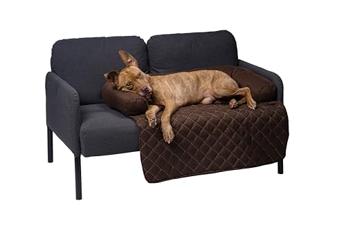 Lous Exclusive Hundedecke Mit Rand Sofaschutz Hund Hundebett Sofa Waschbar 90 Grad Couch Mittelgroße Hunde Sofakissen Sofadecke Braun von Lous