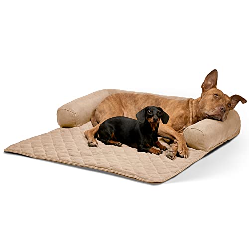 Lous Handgefertigte Hundedecke Sofa Sofaschutz Hund Hundebett für Sofa waschbar 90 Grad Couchkissen, Mittelgroße Hunde Sofakissen Sofadecke Beige von Lous