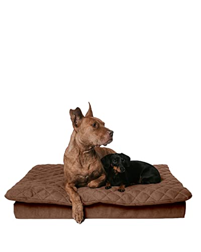 Lous großes Hundebett XXL 120cm mit abnehmbarem Topper, formstabil und bequem, Hundekissen Unterwegs, waschbar 90 Grad, große Hunde, mittelgroße Hunde (XXL ca. 120x80x12cm, Braun) von Lous