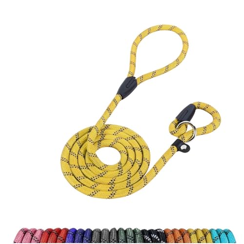 Loutep Retrieverleine für Hunde, 1,8 m, gelbes Seil, mit reflektierenden Nähten, einfaches Anziehen, kein Halsband oder Geschirr erforderlich, ideal für große und mittelgroße Hunde von Loutep