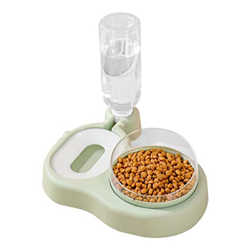 Love Dream 2-in-1 Hundenäpfe für Katzen, 15° geneigt, erhöhter Wasser- und Futternapf, Set mit automatischer Wasserspenderflasche und abnehmbarem Katzennapf, Haustier-Futterspender für kleine oder von Love Dream