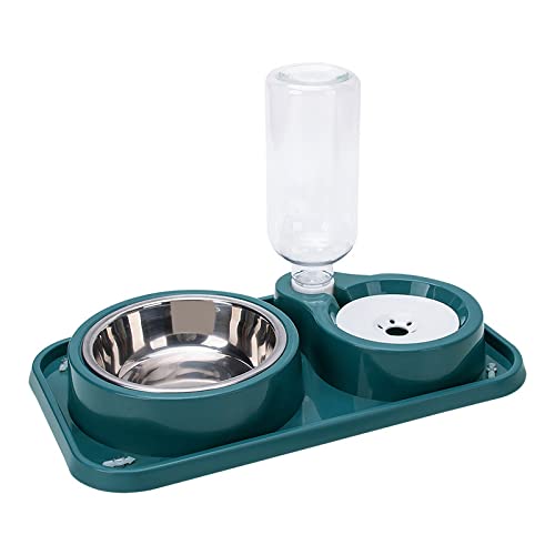 Doppelnapf für Hunde und Katzen, 2-in-1-Wasser- und Futternapf, Set mit automatischer Schwerkraft-Wasserspenderflasche, abnehmbarer Edelstahlnapf, kein Verschütten für Katzen und Hunde, Welpen, von Love Dream