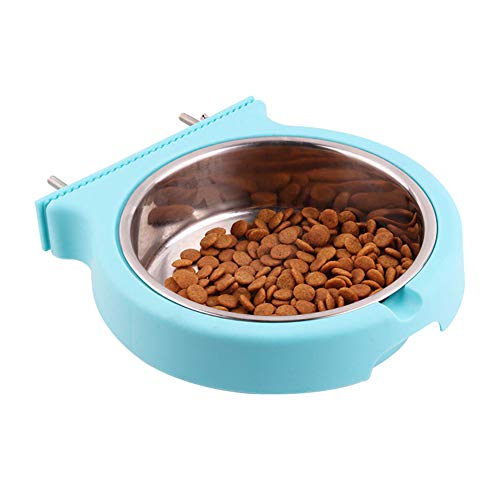 Hunde- und Katzennäpfe, herausnehmbarer Edelstahl-Käfig zum Aufhängen, für Hundehütten, Käfige, Futter-/Wasser-Futterschüsseln mit Bolzenhalter für Katzen, Vögel und andere kleine Tiere (groß, blau) von Love Dream