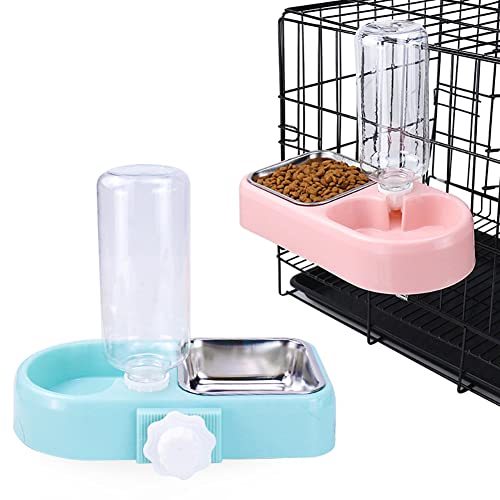 Hundenapf für Hunde und Katzen, Wasser- und Futternapf-Set mit abnehmbarem Edelstahlnapf und automatischer Wasserspenderflasche, hängende Haustierkäfig-Zwinger, Futter-Wasser-Futterschalen für Welpen, von Love Dream