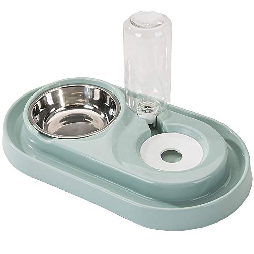 Love Dream Double Pets Feeder Bowl mit automatischer Trinkflasche, geeignet für Katze, Hund, Kaninchen, Edelstahl, Kunststoff, Polypropylen von Love Dream