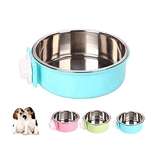 Love Dream Hunde-Napf aus Edelstahl, herausnehmbar, für Wasser, Futternäpfe, Käfig, für Katzen, Hunde, Kaninchen und kleine Tiere (groß, blau) von Love Dream