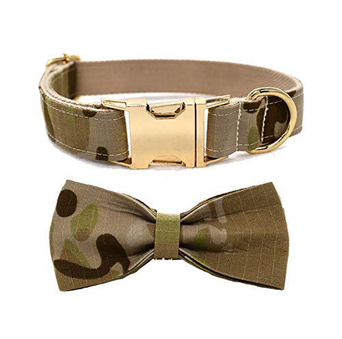 Love Dream Hundehalsband mit Fliege, robustes Camouflage-Hundehalsband mit Schnellverschluss-Metallschnalle, mittelgroße und große Hunde (mittel, hautfarben) von Love Dream