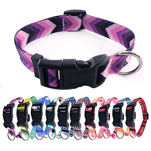 Love Dream Strapazierfähiges Hundehalsband mit Schnellverschluss-Schnalle, verstellbare Hundehalsbänder mit geometrischen Blumenmustern für kleine, mittelgroße und große Hunde (S (20,1 cm - 30 cm), von Love Dream