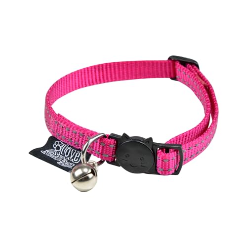 Love Story, Anti-Drosselhalsband mit Glöckchen, Nylon, 20 > 28 cm, reflektierend, Rosa von Love Story