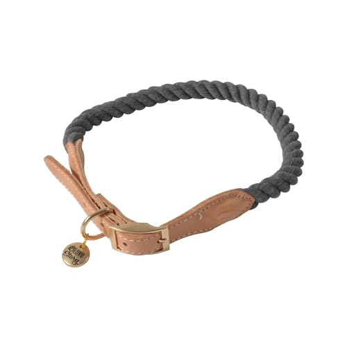 Love Story, Halsband aus Baumwolle und Leder, verstellbar, Größe M, 54,5 > 62,5 x D2 cm, Anthrazit von Love Story