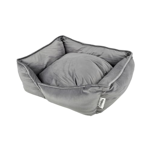 Love Story Rechteckiger Korb, Velours, gerippt, Polyester, 65 x 60 x 21 cm, Grau von Love Story