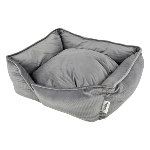 Love Story Rechteckiger Korb, Velours, gerippt, Polyester, 75 x 70 x 22 cm, Grau von Love Story