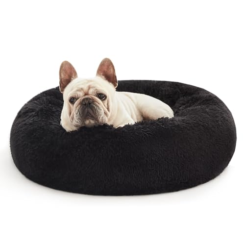 Love's cabin 20in Cat Beds for Indoor Cats - Cat Bed with Machine Washable, Waterproof Bottom - Black Fluffy Dog and Cat Calming Cushion Bed for Joint-Relief and Sleep Improvement von Love's cabin