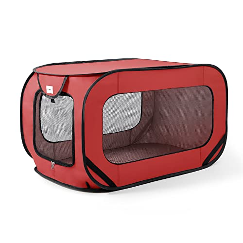 Love's cabin 36in Portable Large Dog Bed - Pop Up Dog Kennel, Indoor Outdoor Crate for Pets, Portable Car Seat Kennel, Cat Bed Collection, Red von Love's cabin