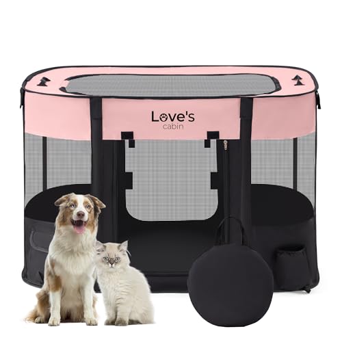 Love's cabin Haustier-Laufstall für Welpen, kleine Hundezelte, Käfig für drinnen und draußen, tragbarer Übungslaufstall für Hund und Katze, faltbarer Pop-Up-Hundehütten-Laufstall mit Tragetasche (S, von Love's cabin