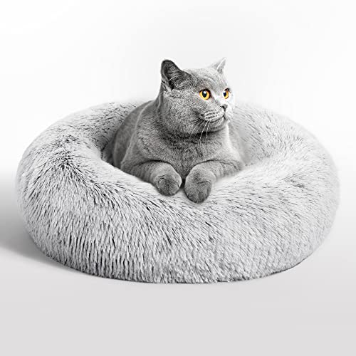 Love's cabin Katzenbett flauschig rund Hundebett 50cm - Donut Katzenkissen waschbar mit rutschfest Unterseite Katzenkorb zum schlafen - Katzen Bett Katzenkörbchen für Gelenkentlastung und Schlaf von Love's cabin