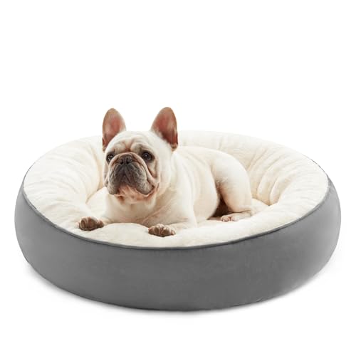 Love's cabin Rundes Donut-Katzen- und Hundebett, 58,4 cm, Haustierbett für Katzen oder kleine Hunde, rutschfeste und wasserabweisende Unterseite, superweicher, strapazierfähiger Stoff, Haustierbett, von Love's cabin