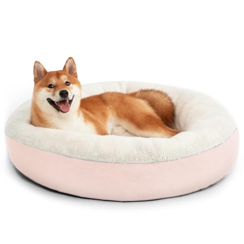 Love's cabin Rundes Donut-Katzen- und Hundebett, 76,2 cm, Haustierbett für mittelgroße oder große Hunde, rutschfeste und wasserabweisende Unterseite, weicher, strapazierfähiger Stoff, waschbar, von Love's cabin