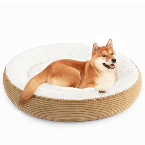 Love's cabin Rundes Donut-Katzen- und Hundebett, 91,4 cm, Haustierbett für Katzen oder kleine Hunde, rutschfeste, wasserabweisende Unterseite, superweicher, strapazierfähiger Stoff, Haustierbetten, von Love's cabin