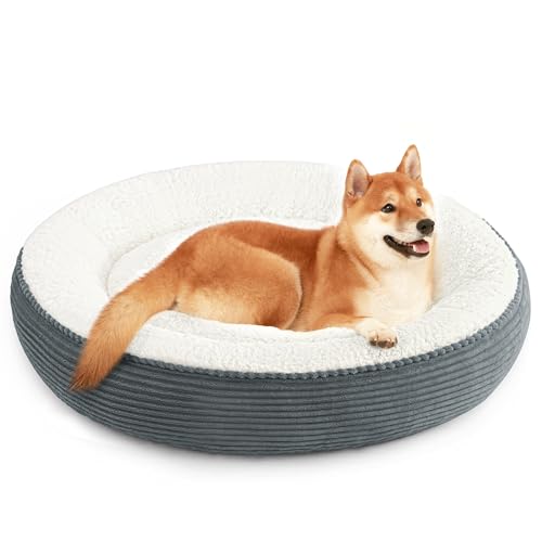 Love's cabin Rundes Donut-Katzen- und Hundebett, 91,4 cm, Haustierbett für Katzen oder kleine Hunde, rutschfeste, wasserabweisende Unterseite, superweicher, strapazierfähiger Stoff, Haustierbetten, von Love's cabin