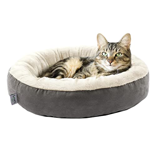 Love's cabin Rundes Donut Katzenbett waschbar Hundebett kleine Hunde, 50 cm Katzenkissen Katzenkörbchen, Katzen Bett mit Rutschfester und wasserabweisender Boden, superweiches Katzenkorb zum Schlafen von Love's cabin