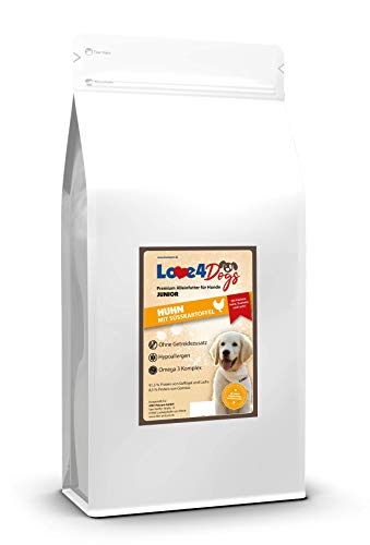 Love4Dogs Adult Trockenfutter 12 Kg | Huhn mit Süßkartoffel und Kräutern | ohne Zusatzstoffe | Premium Alleinfutter für adulte Hunde von Love4Dogs