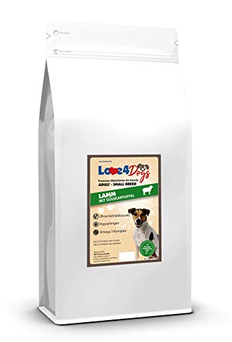 Love4Dogs Trockenfutter für kleine Rassen 2 Kg | Lamm mit Süßkartoffel und Minze | ohne Zusatzstoffe | Premium Alleinfutter für Adulte Hunde Small Breed von Love4Dogs