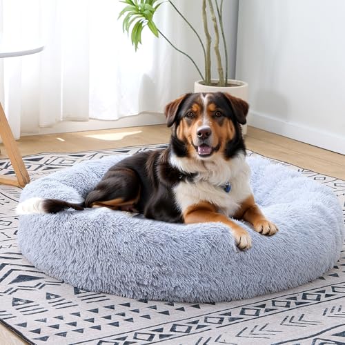 LoveClaw Waschbares Hundebett, Donut-Bett, Haustierbett, Hellgrau, 61 cm von LoveClaw